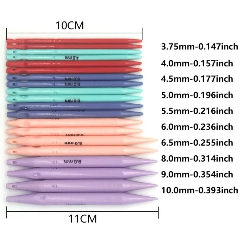10 Paar Verwisselbare ABS Rondbreinaalden Set met Lederen Etui voor Beginner Breien Weven 3,75-10mm
