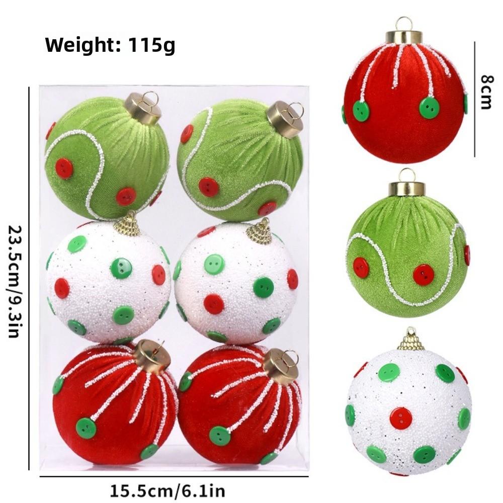 6pcs New Foam Christmas Ball Pendant Wrap Cloth 8cm Xmas Tree Charm Christmas Supplies Merry Christmas