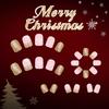 Reusable French Tip False With Sparkling Snowflakes No Required Holiday Manicure ABS Art For Women And Ideas