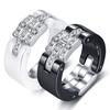 8MM Ceramic Chain Link Minimalist Diamond Foldable Stainless Steel Ring for Women Men