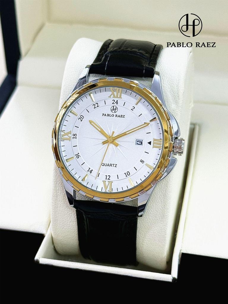 Elegante Herren-Quarzuhr mit Kalender - Wasserdichtes Lederarmband