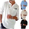 New Arrival Men's Cotton Linen Loose Casual Solid Color Button Up Long Sleeve Shirt, Roll Tab Sleeves