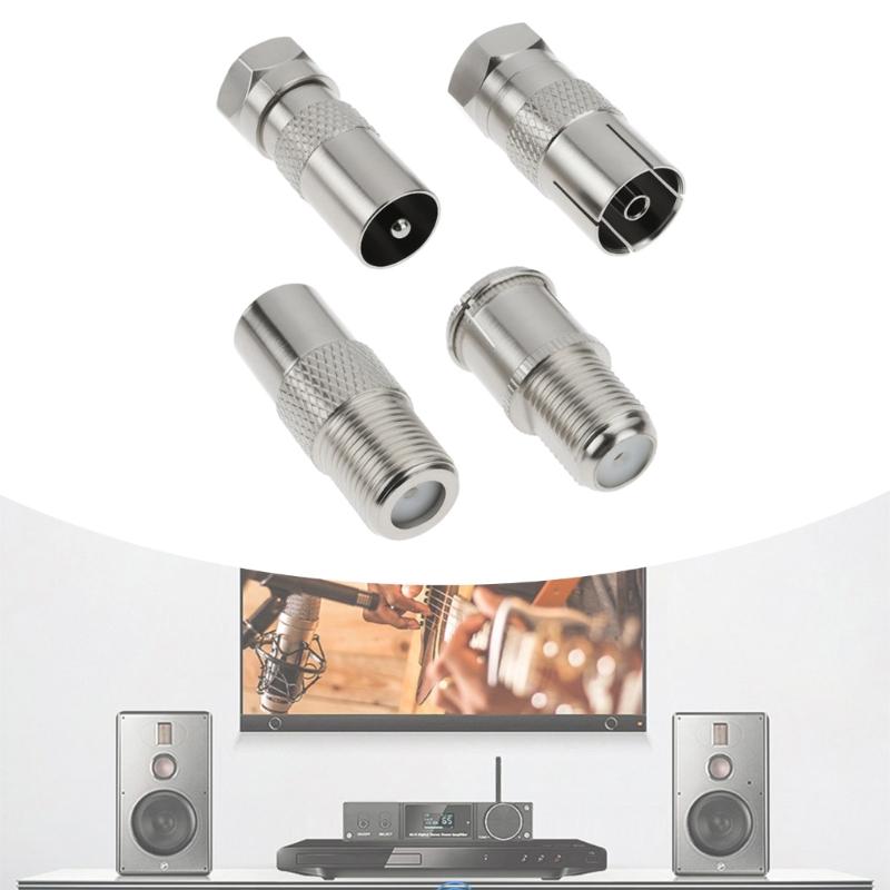 4Pcs TV Aerials Coax Adapters F Male To TV9.5 Female RF Connectors For Digital Cable Signal