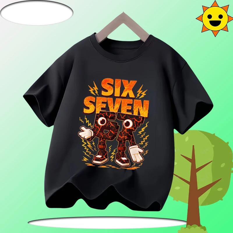 Summer Funny Six Seven 67 Digit Print Children's T-Shirt Casual Polyester Boys Short Sleeve Fashion Comfortable Kids Sport Clothes