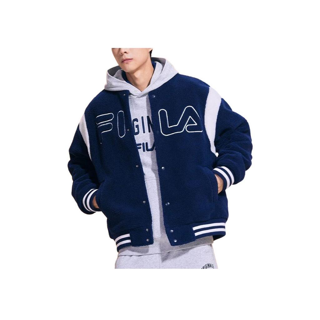 New FILA Baseball Jacket Outerwear Men's Dark Silent Blue F11M349502F-DB