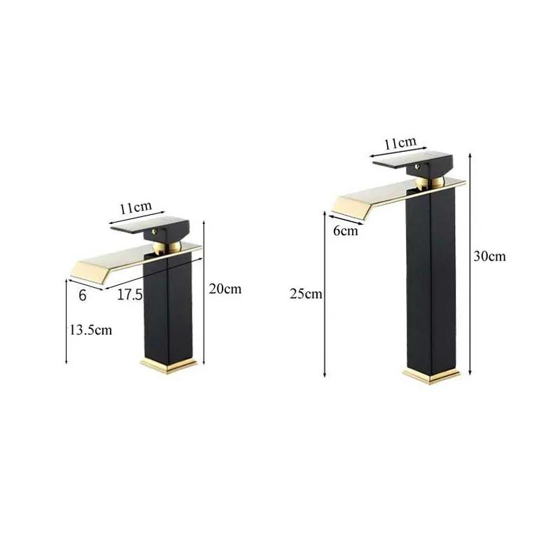 Basin Faucet Gold Black/White Waterfall Faucet Brass Bathroom Faucet Bathroom Basin Faucet Mixer Tap Hot and Cold Sink Faucet