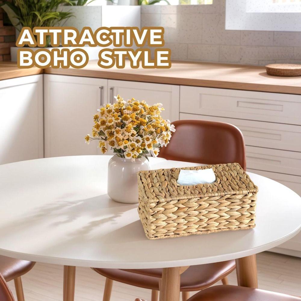 Strohgewebter Taschentuchboxbezug Natur Haushalt Taschentuchhalter Umweltschutz Dekorative Taschentuchbox