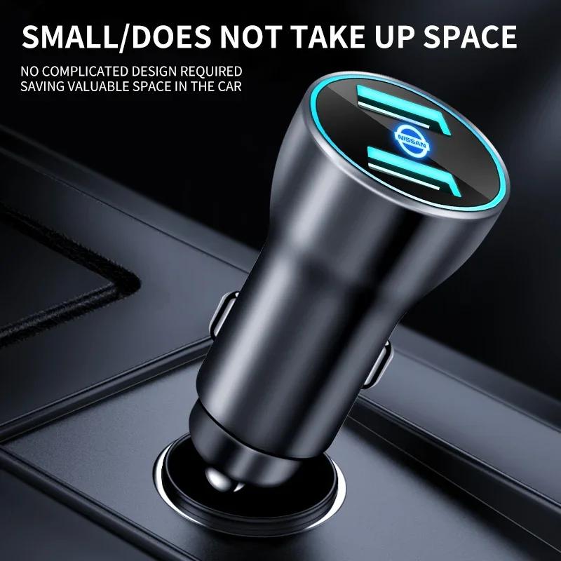 USB QC3.0 Car Charger LED Voltmeter Portable Adapter Cigarette Lighter For Nissan X-trail Almera Qashqai Tiida Auto Accessories