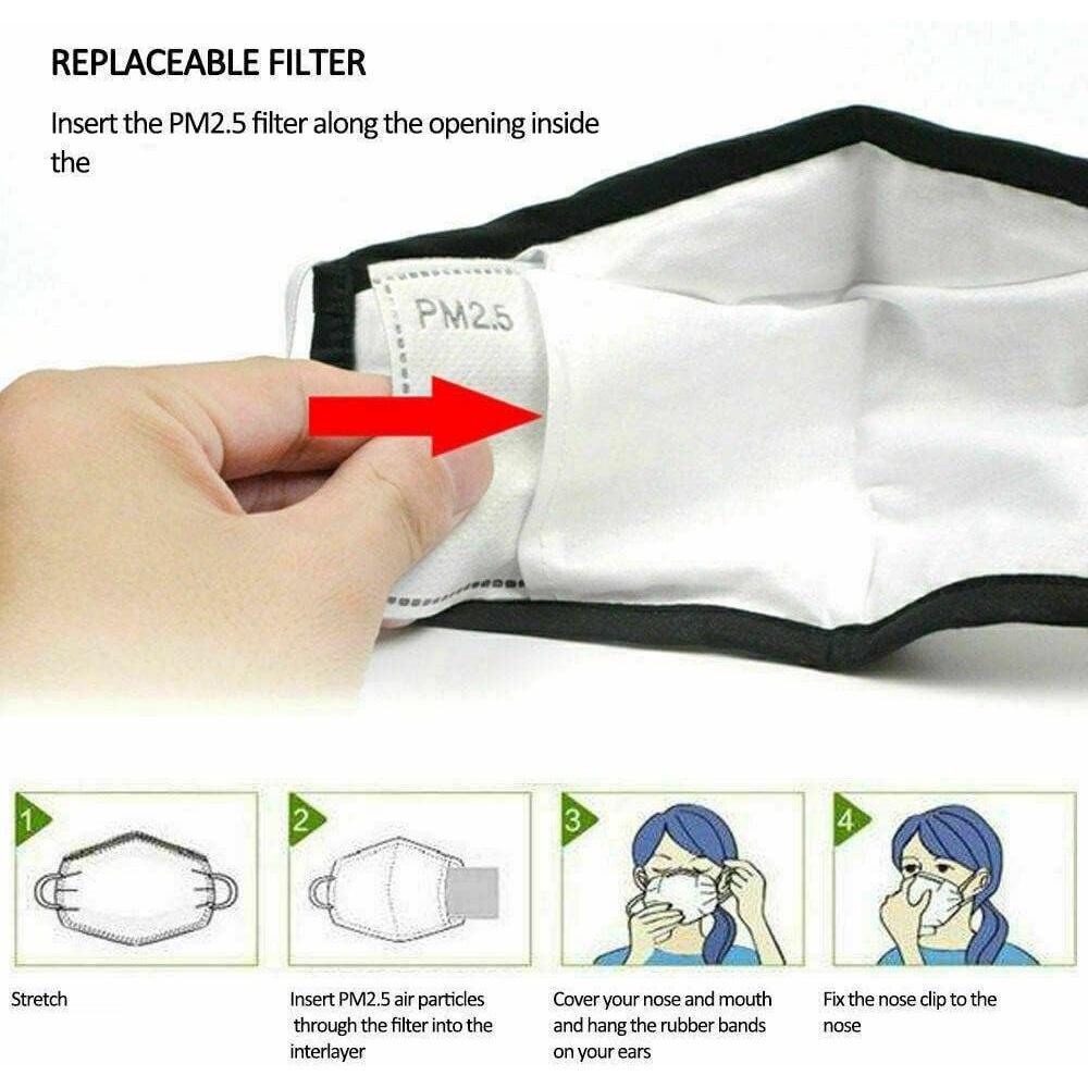 100 X PM2.5 Activated Carbon Filters 5 Layers Replaceable Filters For Face Coverings Cotton Cover Mask Inserts