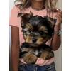 Women's Clothing T-shirt 3D Animal Dog Print Holiday Round Neck Casual Versatile Comfortable Pullover Short Sleeved Summer Top