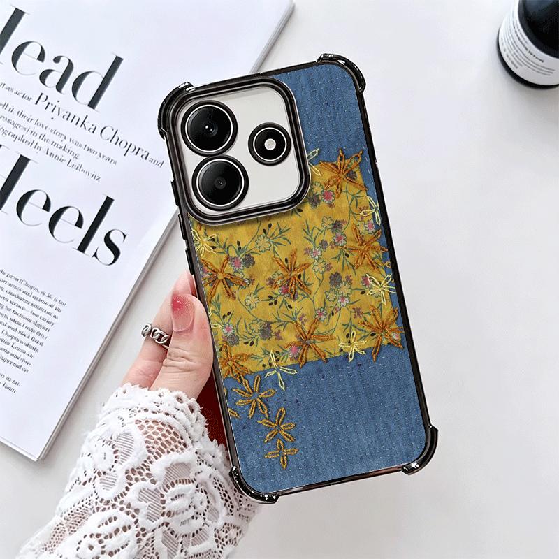 Retro Denim Pattern Soft Phone Case For Xiaomi Redmi Note 14 15 Pro Plus 13 12 11S 11T 5G 10 9S 9 Plating Anti-Fall Fundas