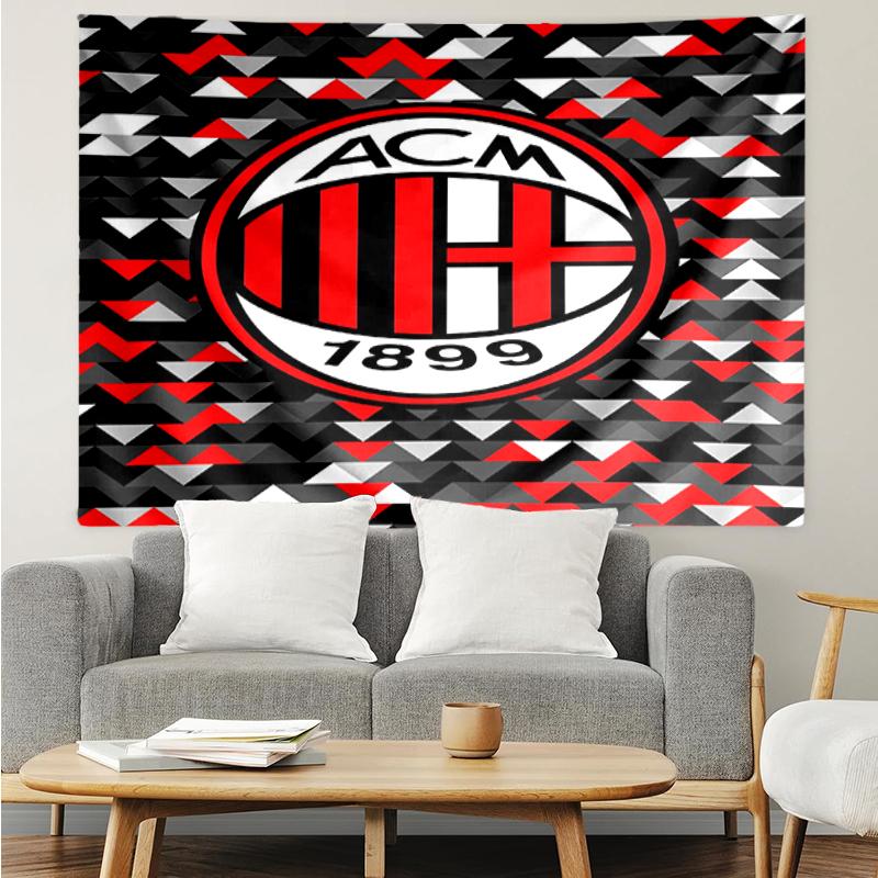 AC Milan Print Tapestry, Backdrop, Easy Setup, Ideal for Bedroom, Office & Living Room, with Aesthetic Wall Hanging Decor.