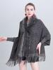 New Faux Fur Collar Imitation Cashmere Women Scarf Winter Vintage Leopard Poncho Warm Thick Wrap Capa Para Mujer Pashmina Shawl