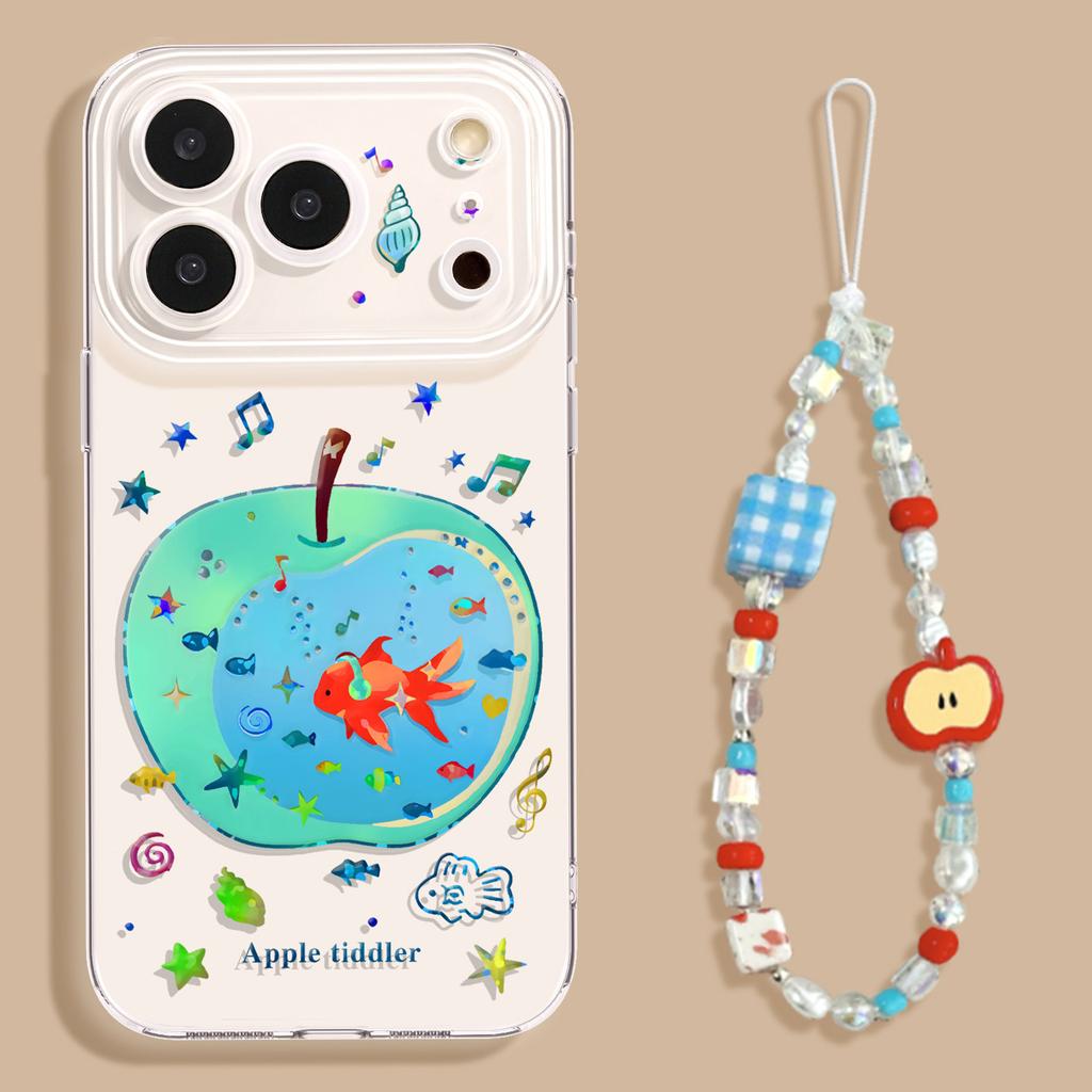 Three-dimensional gilt fish belt flash, suitable for iPhone17promax mobile phone case, embossed Apple 16Pro all-inclusive summer set.