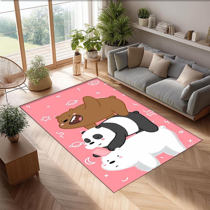 Three little bears Printed Crystal Velvet Area Rug, Soft Anti-Slip Water Absorbent Floor Mat for Living Room Bedroom