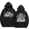 Stray Kids Run It World Tour Hoodie, Double‑Sided Bagua Yin‑Yang Figure Silhouette Vintage Kpop Fan Pullover Hooded Sweatshirt