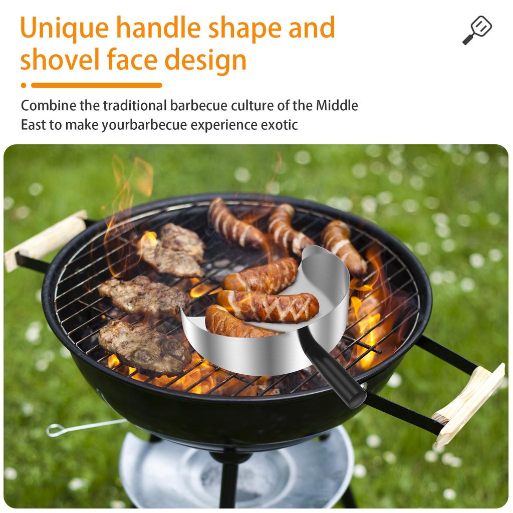 Handheld Kebab Doner Shove Rotisserie Catch Pan Meat Catcher Stainless Steel Rotisserie Meat Shovel Non-Stick Pans for Barbecue