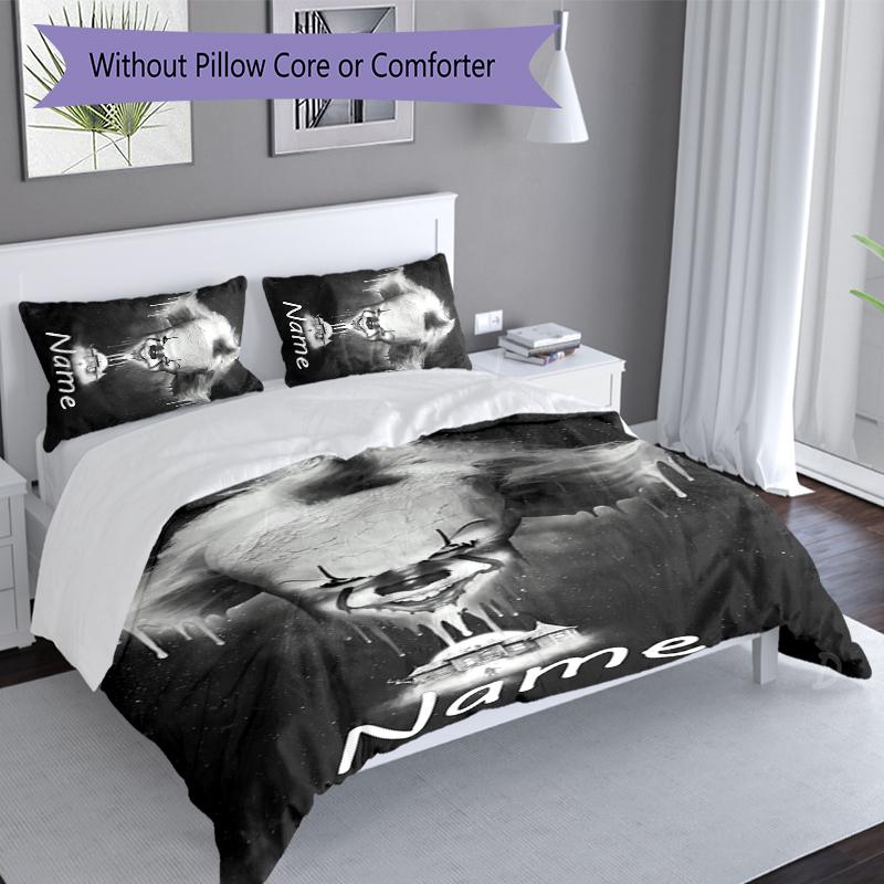 3pcs Custom Name Pennywise the Dancing Clown Bedding Set,Includes 1 Duvet Cover and 2 Pillowcases,All-season Bedroom Decor