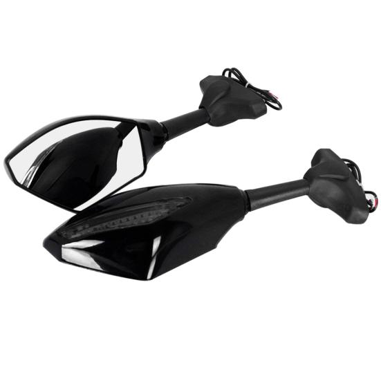 2Pcs Motorcycle Handlebar Mount Rearview Mirror with LED Turn Signal Lights