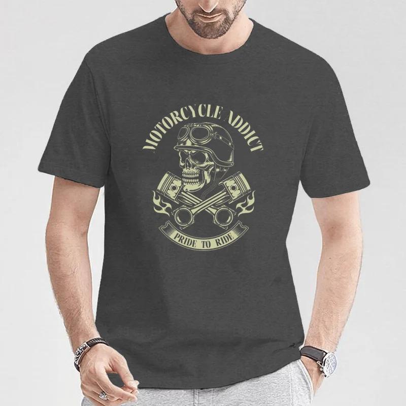 Motorcycle Addict Biker Chopper Bobber Motard Motorrad Summer Short Sleeve Plus Size Print Men T-Shirt Summer  T Shirt