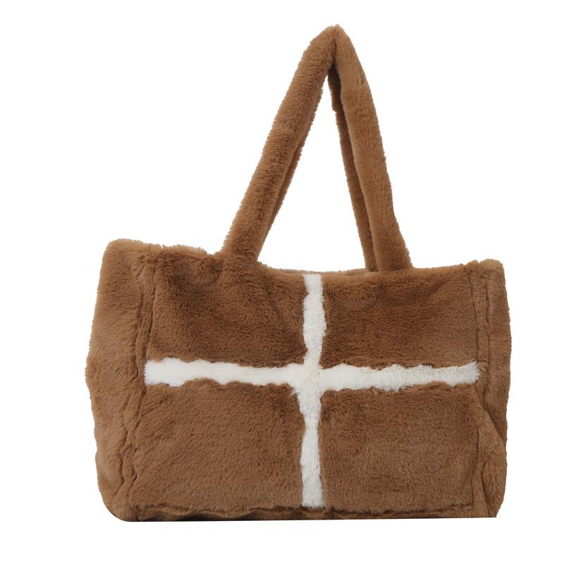 Mao Mao Trend Large Capacity Winter 2025 New Casual Fashion Personalized Plush Handheld Shoulder Tote Big Bag