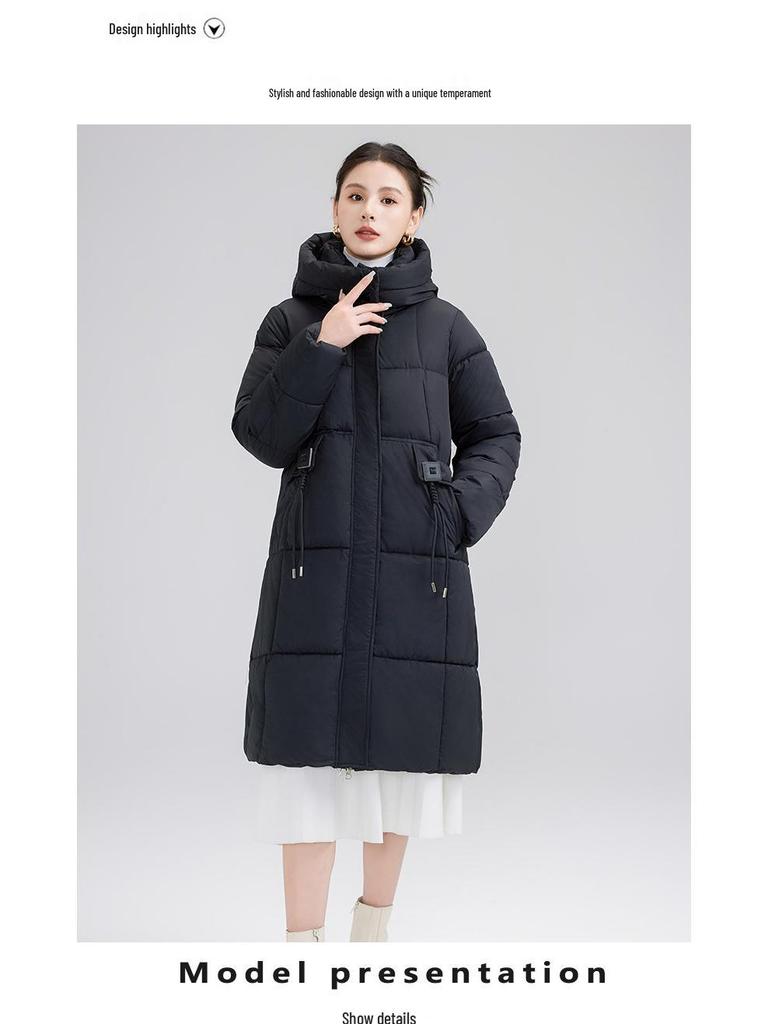 Women's Mid-Length Hooded Down Cotton Jacket - 2024 Autumn Fashion, Casual and Warm Coat