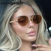 Steampunk Small Frame Oval Sunglasses Women  Luxury Brand Trendy Metal Frame Sun Glasses For Ladies Fashion Shades UV400