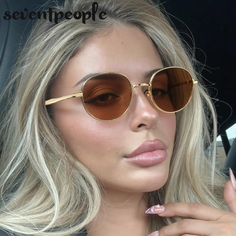 Steampunk Small Frame Oval Sunglasses Women  Luxury Brand Trendy Metal Frame Sun Glasses For Ladies Fashion Shades UV400