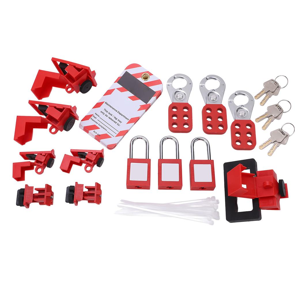 Electrical Lockout Tagout Kit Loto Tag Hasp Padlock Breaker Lock Out Device Storage Bag for Industrial Use