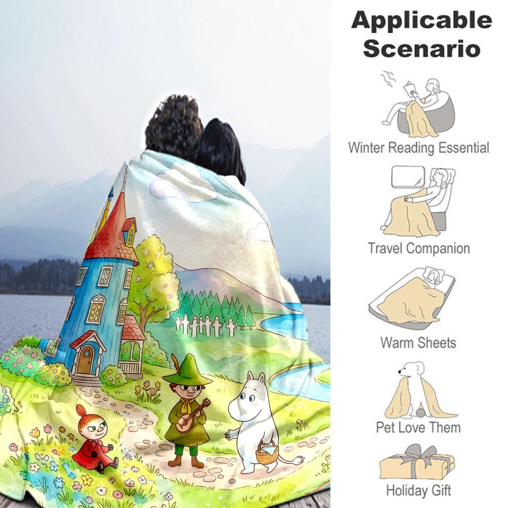 Moomin Flannel Blanket, High quality Comfortable for All Seasons, Home Decor, Warmth and Comfort
