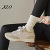 Solid Color Athletic Socks Crew Socks, Thickened Terry Lining Winter Warm Versatile Daily Use Soft Elastic Cotton Blend for Wear High Elasticity