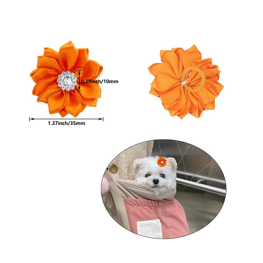 50/100pcs/lot Pet Dog Hair Bows Rubber Bands Petal Flowers Bows with Pearls Pet Dog Grooming Bows Dog Hair Accessories Product