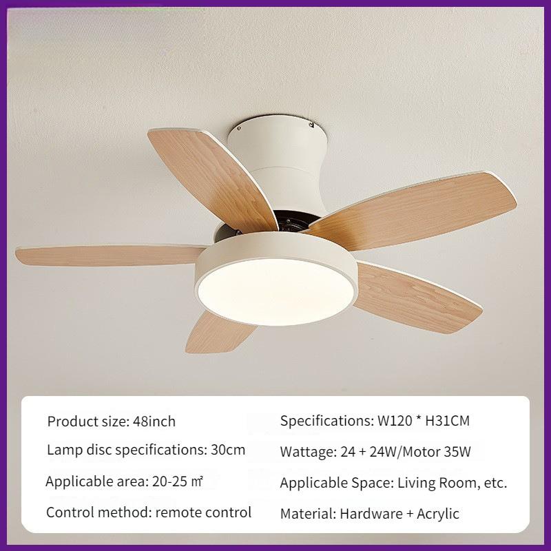 36/42/48 Full Spectrum Solid Wood Ceiling Fan Lamps Bedroom Mute LED Ceiling Fan Inch Electric Ceiling Fan Light