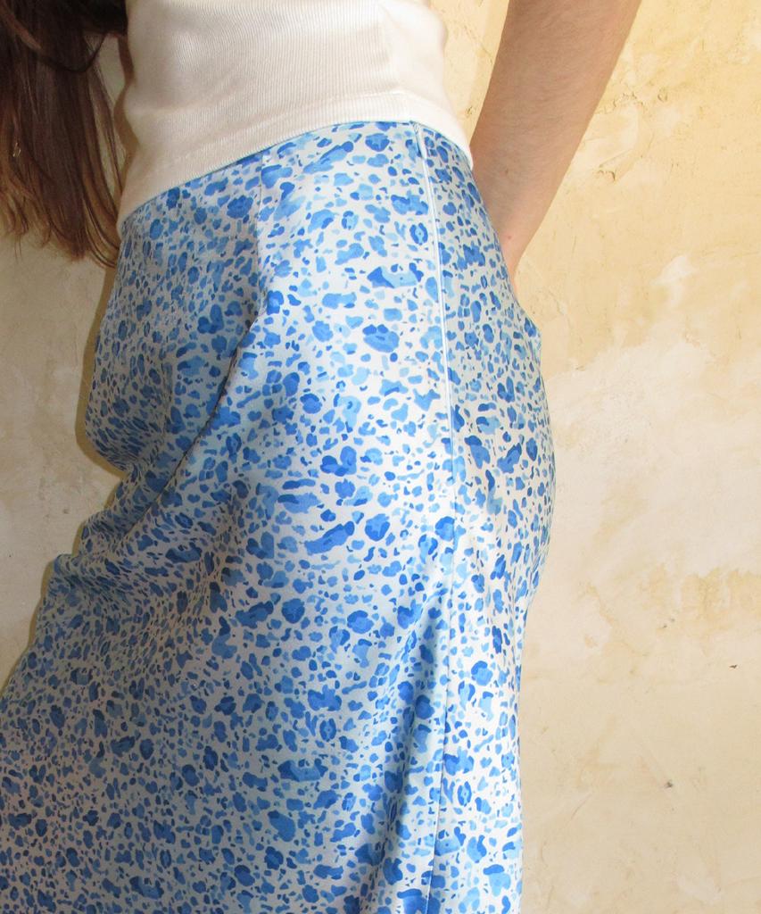 Centor Leopard Midi Skirt_Sky Blue