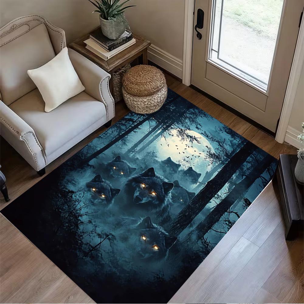 1pc Wolf Pack Forest Design Home Carpet Non-slip Office Decor Gift Living Room Bedroom