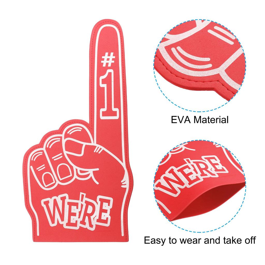 PATIKIL Giant Foam Fingers 6pcs Number 1 Foam Hand EVA Foam Fingers Cheerleading Accessories for Sports Events Baseball Basketball Soccer Games Red