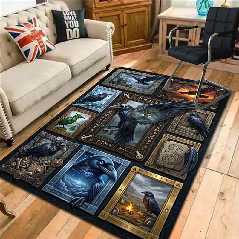 Raven Art Compilation Pattern Rug Floor Mat for Living Room or Bedroom Soft and Comfortable Carpet a Gift for Birthday and Holiday.