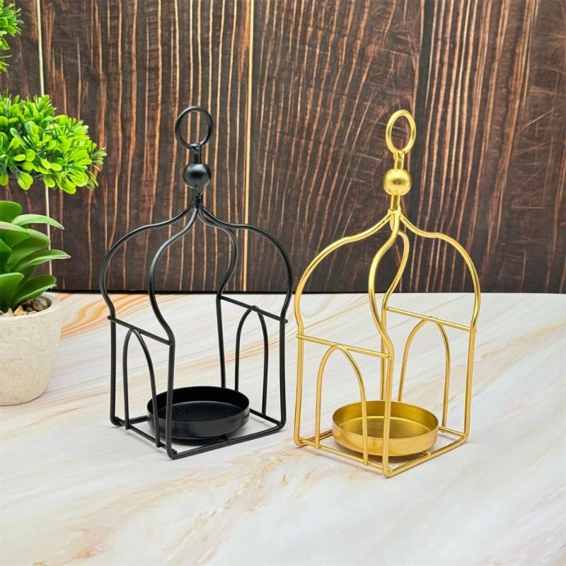 Hanging Metal Tealight Candle Holder for Eid Mubaraks Moon Shape Candle Stand Iron Lanterns for Home and Event Decors