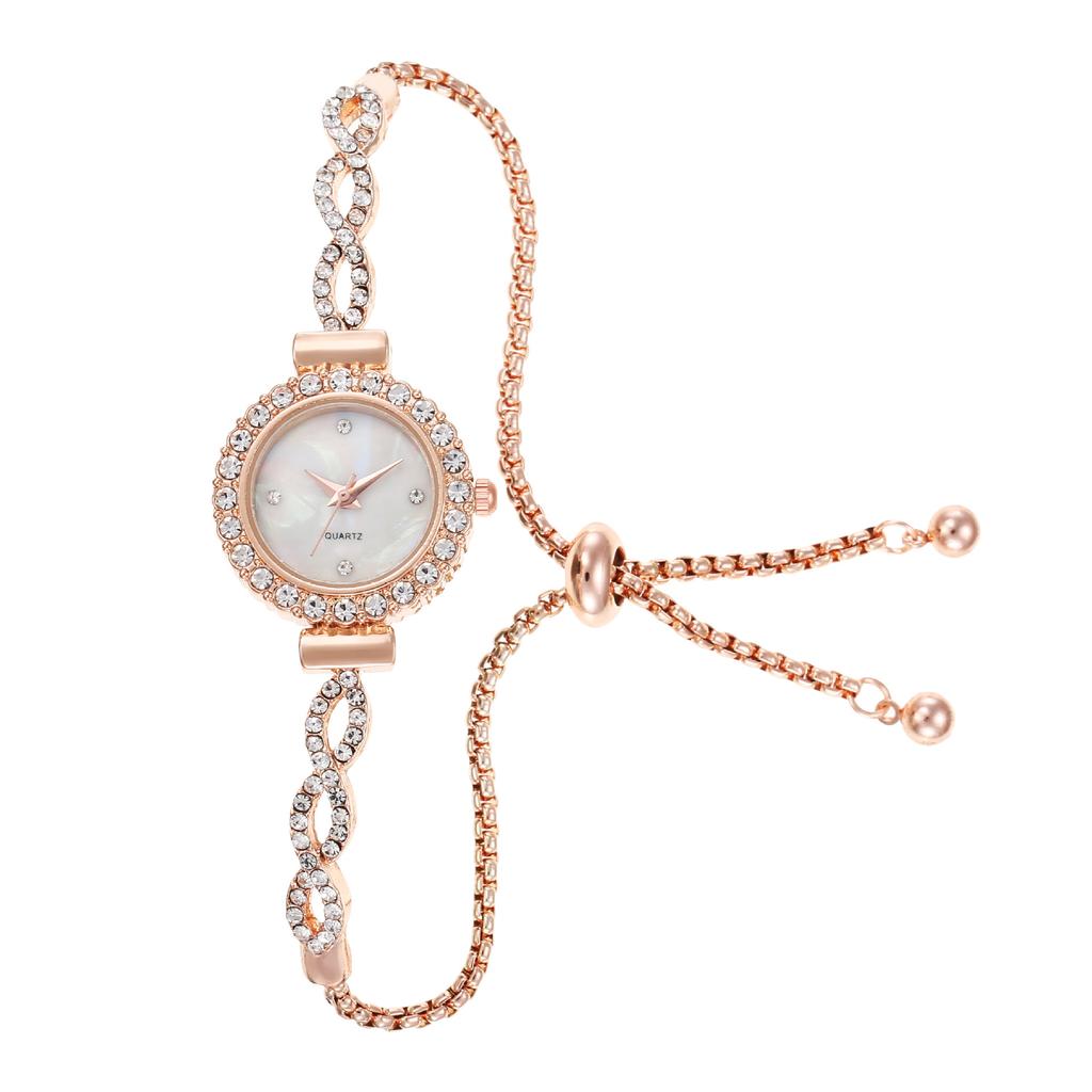 Girls Watch Inlaid with a Large Diamond Ins College Style Dial Decoration Lazy Pull-up Bracelet Watch
