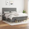 Box Spring Bed with Mattress Dark Grey 160 x 200 cm Fabric