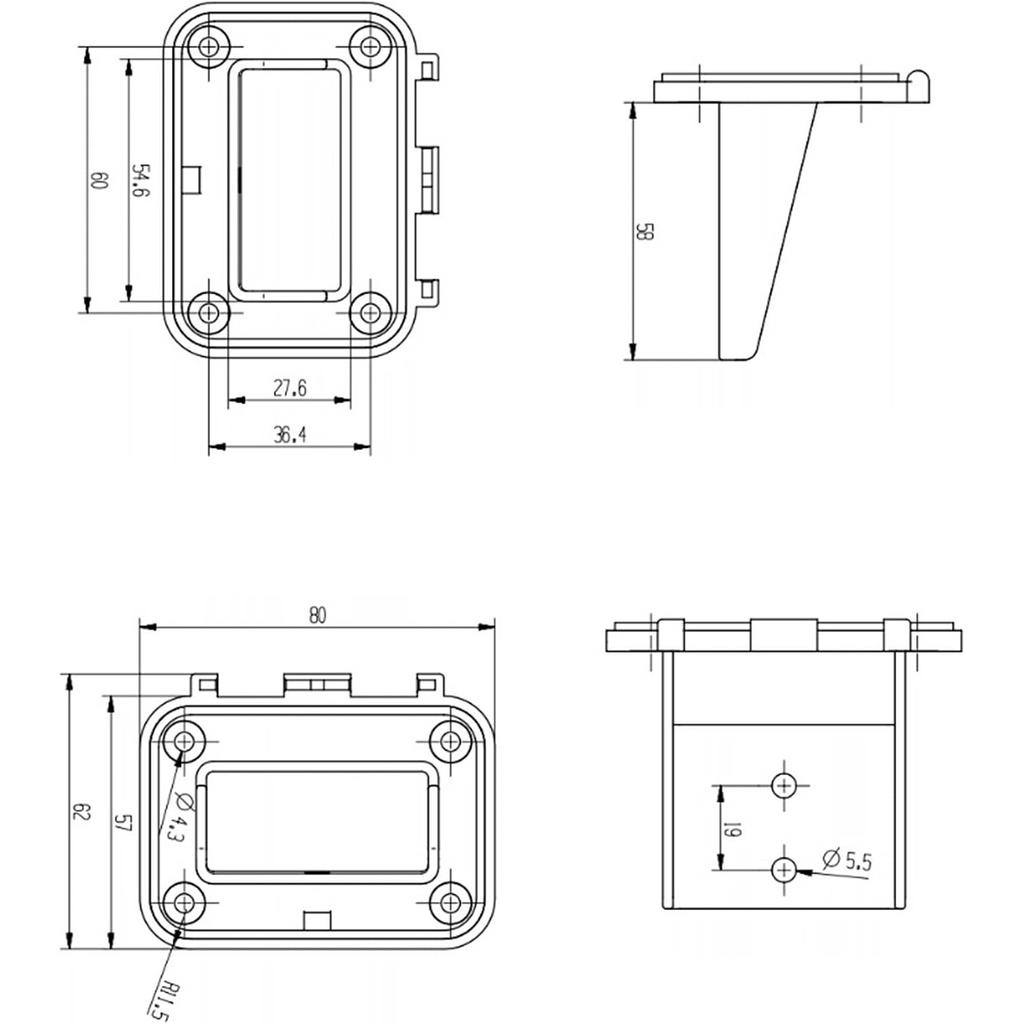 120 Amp for Anderson Plug, for Anderson Plug, Flush-Mounted Mounting Frame With Cover With Bracket For Anderson Socket For Car, Motorhome, Caravan