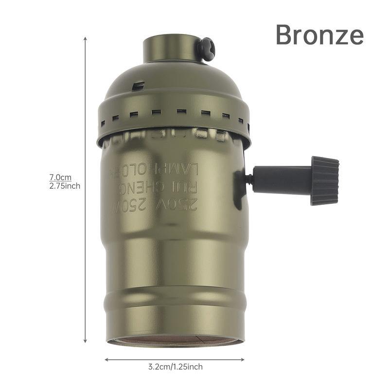 E26 / E27 Socket Vintage Retro Lamp Holder Aluminum Bulb Light Screw Sockets 4 Colors with Switch 110V/220V