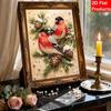 DIY Pearl Bead Painting Kit Winter Birds Festive Stress Relief Craft Frameless 3D Canvas Art for Adults Home Decoration Gift