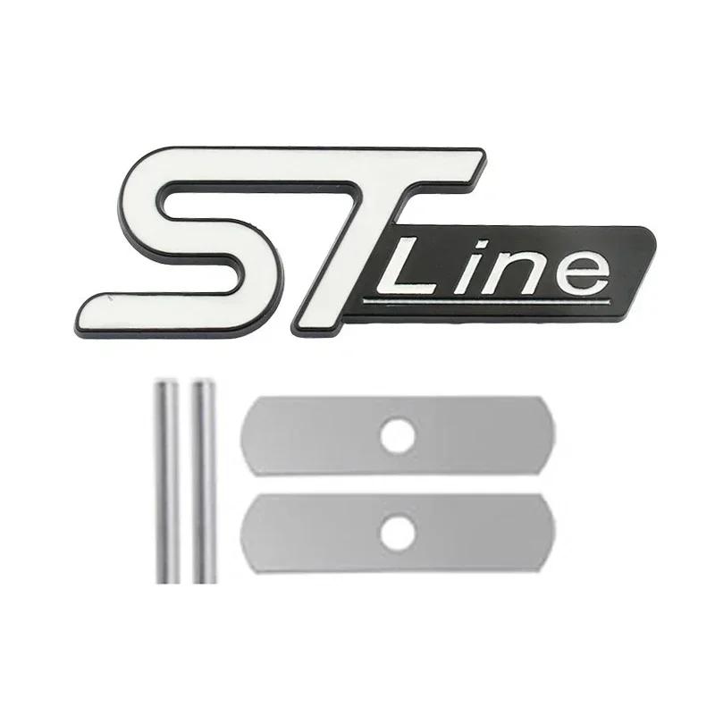 nlbn7 For FORD ST LINE Logo Front Grill Emblem Badge Car Rear Trunk Sticker Decals Focus Kuga Fiesta Mondeo ESCAPE Ecoboost