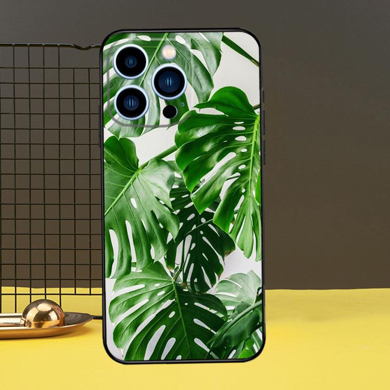 Tropical Leaves Case For iPhone 15 14 13 12 11 Pro Max X XR XS 7 8 Plus SE 2022 12 13 Mini Bumper Cover