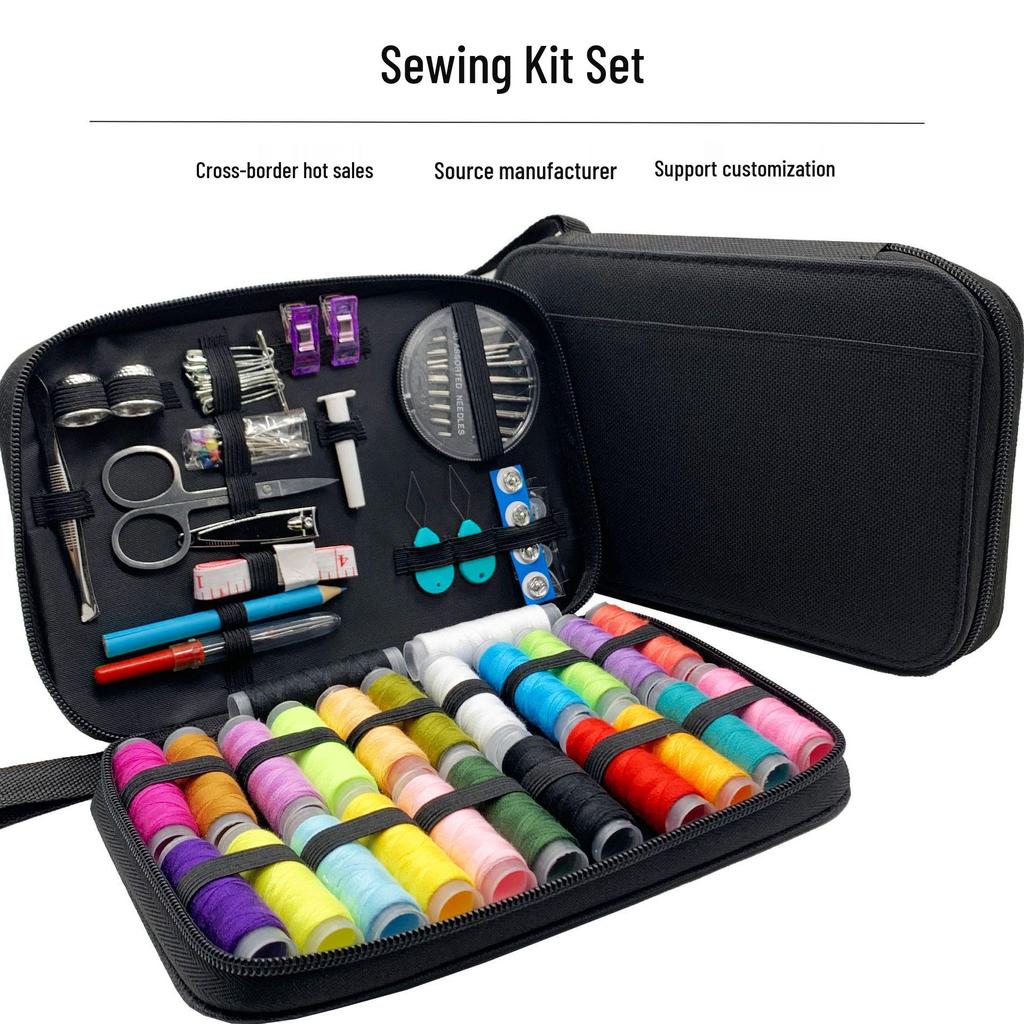 Portable Needle and Thread Set for Home Sewing and Mending – Includes Stitching Method Book and Case