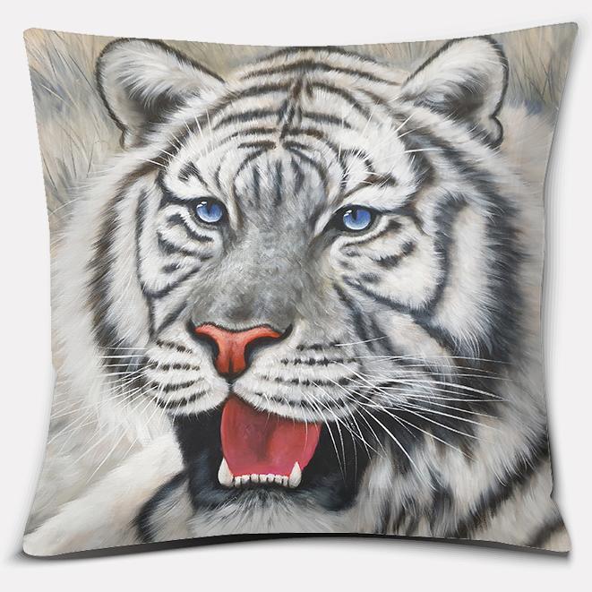 Tiger und Löwe Tierdruck Muster Kissenbezug für Zuhause Wohnzimmer Sofa Büro Autodekoration quadratisches Wurfkissen Kissenbezug