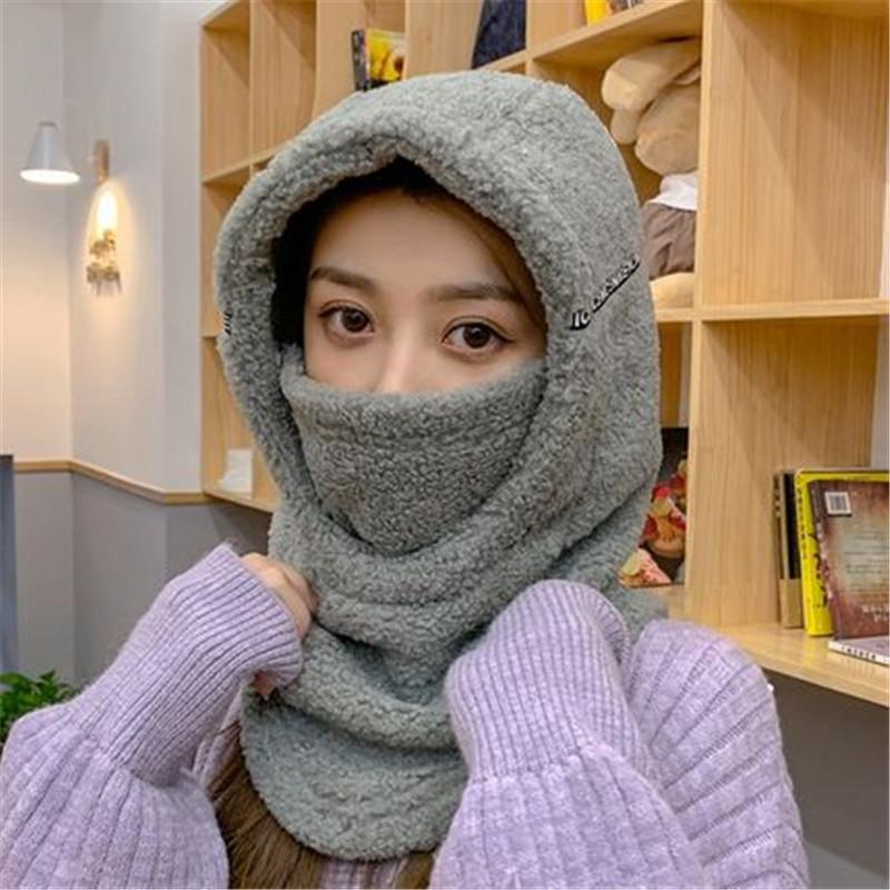 Big Girls Youth Women Balaclava Fleece Hat Scarf 2in1 Set Winter Warm Outdoor Neckwarmer Cold Weather with Mask