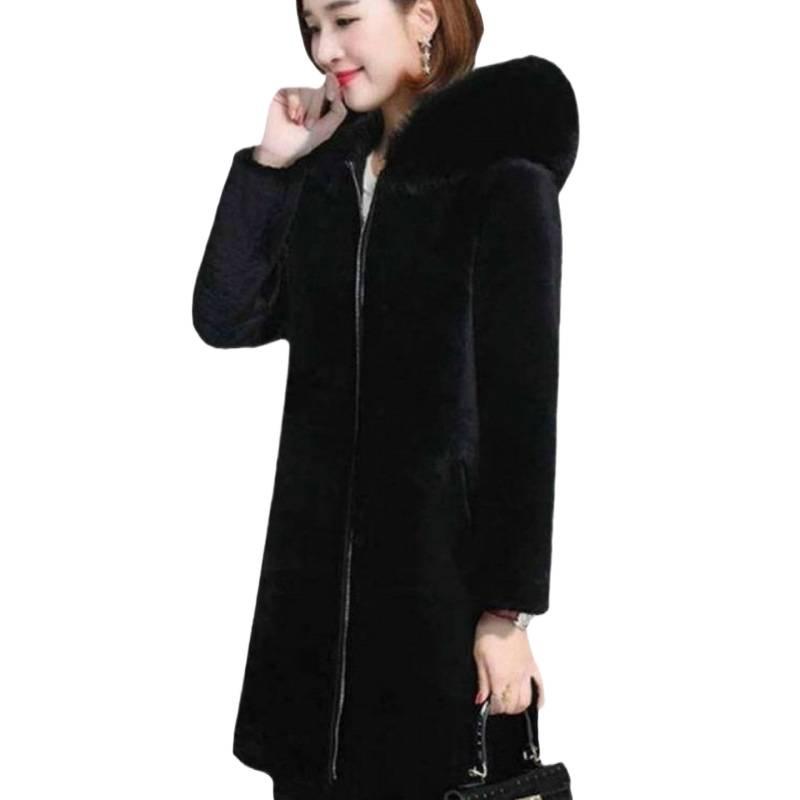Autumn and Winter New Thickened Imitation Mink Leather Coat Long Slim Coat