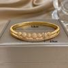 Luxury Sparkling Zircon Gold Plated Bracelet for Women Bridal Elegant Geometry Open Spring Buckle Bangle Wedding Jewelry Gift